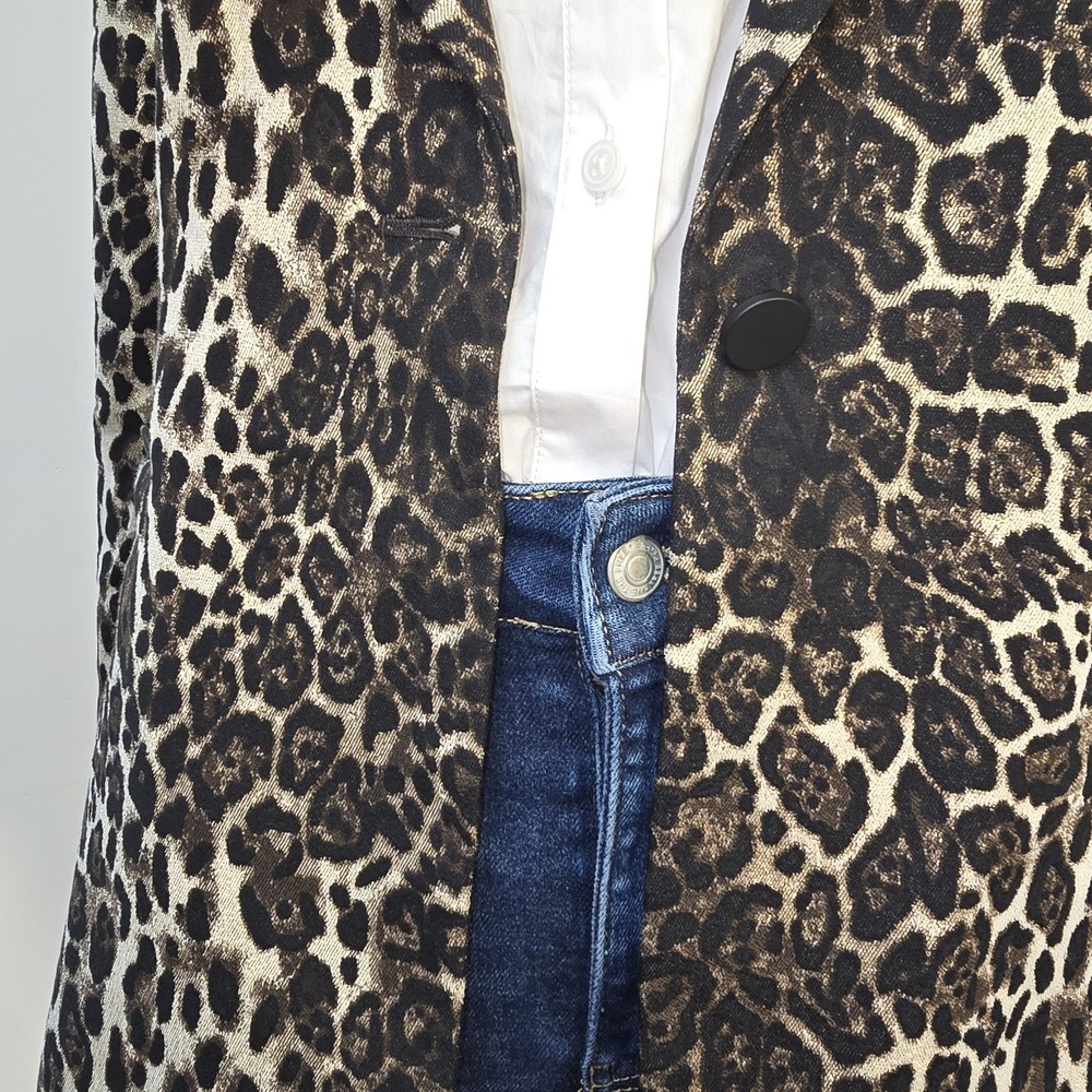 Alice + Olivia Toby Leopard Animal Print Stretch Blazer Jacket Size 6 40" Chest - Picture 8 of 12